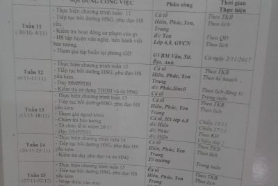 KẾ HOẠCH TỔ XÃ HỘI THÁNG 11