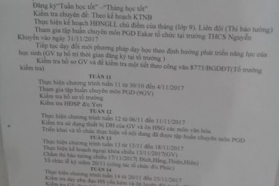 KẾ HOẠCH CHUYÊN MÔN THÁNG 11